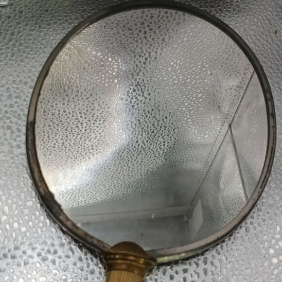 Vintage Gold-Tone Vanity Hand Mirror & Hair Brush Set Floral Design - Picture 3 of 5